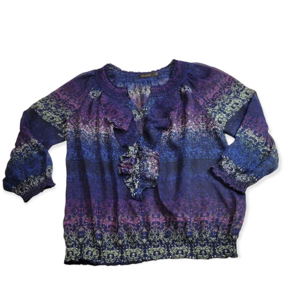 The Limited shear paisley pattern blouse M